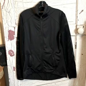 Peony Yoga Zip Front Activewear Jacket Black Polyester Bl Zip Front ➡️18.5”⬇️25”